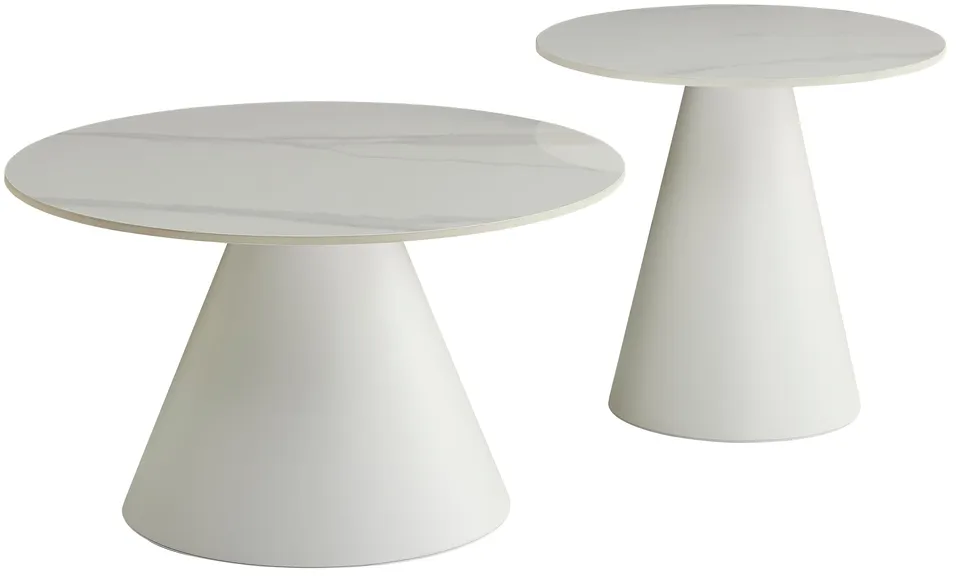 selsey-blonco-couchtisch-set-rund-50-und-70-cm-wei-mit-steinplatte-und-metallges image 1