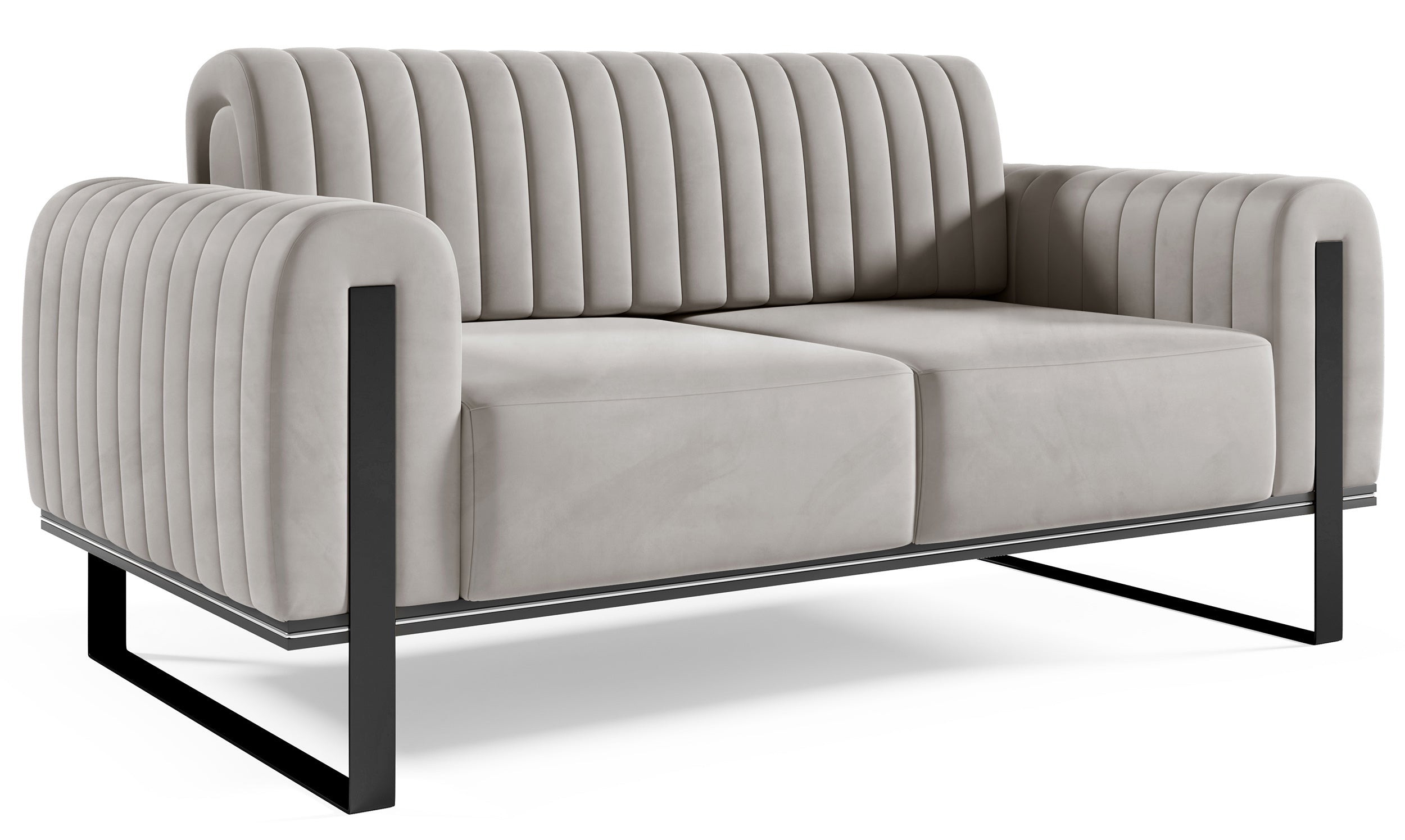 selsey-parissa-zweisitziges-sofa-hellgrauer-samt-schwarze-beine image 4