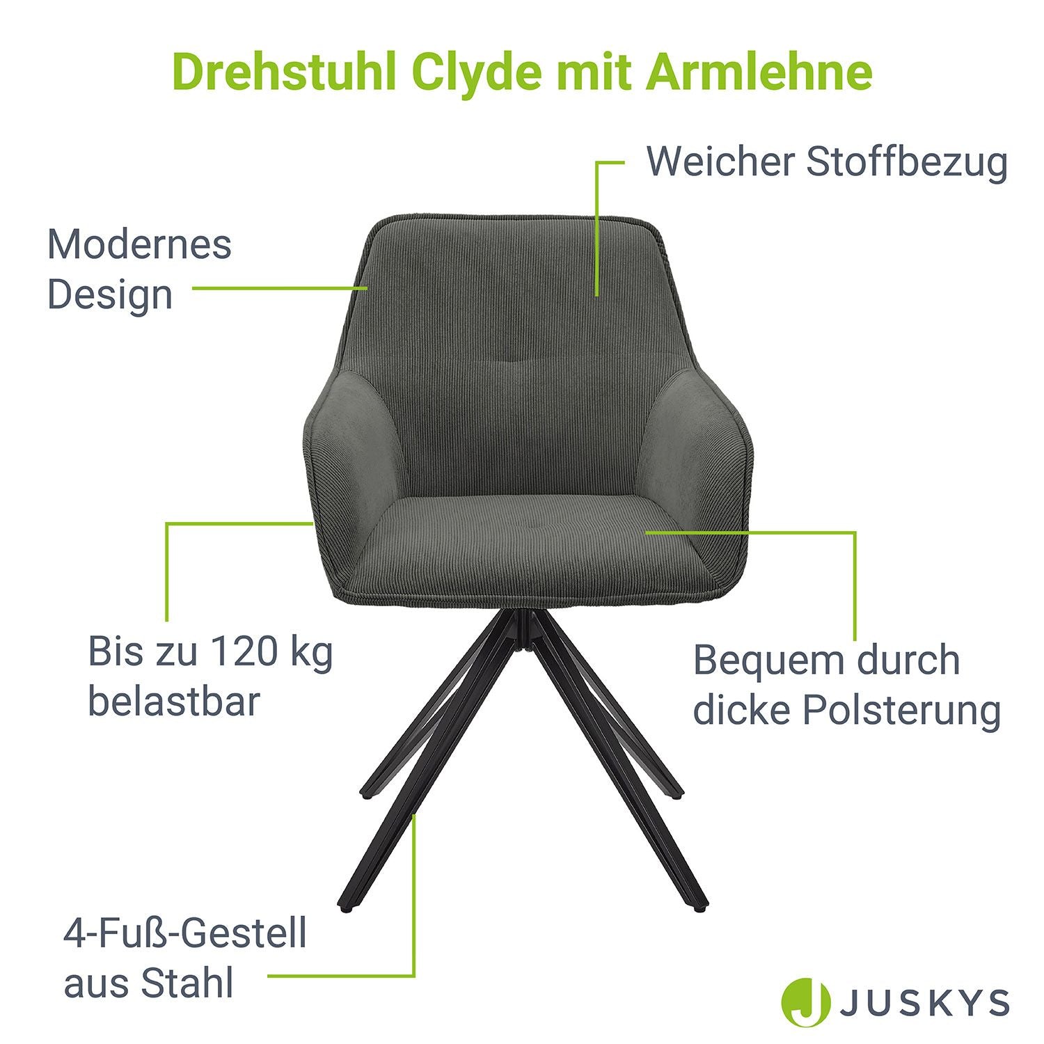 juskys-esszimmerstuhl-clyde-drehbar-samt-polsterstuhl-mit-armlehne image 3