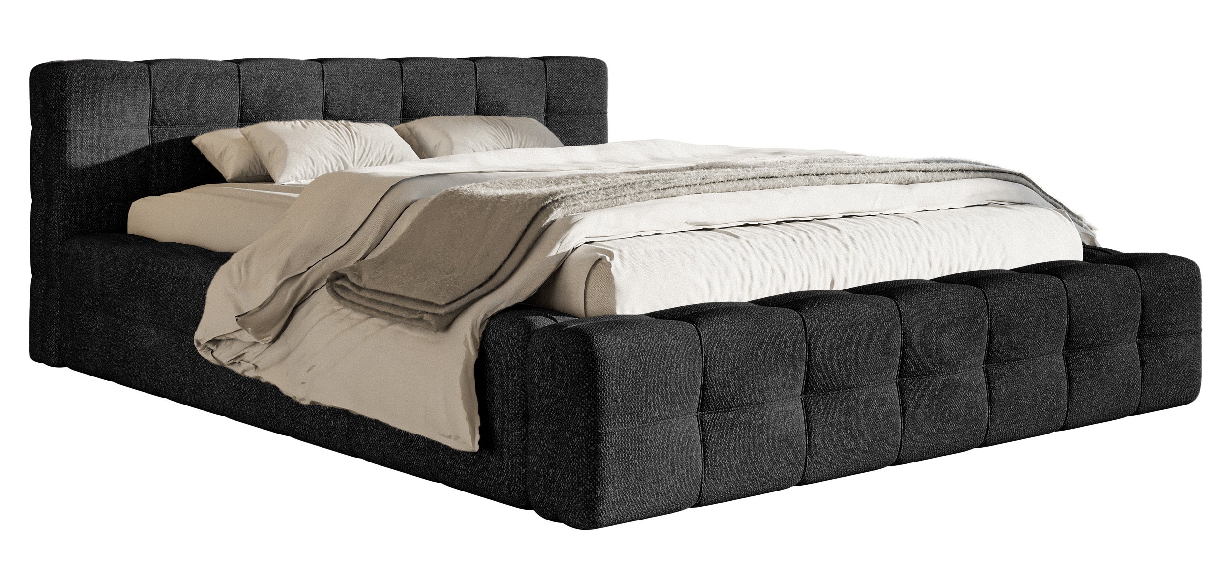 selsey-puffly-gepolstertes-bett-140x200-cm-mit-stauraum-schwarzer-metallrahmen-c image 1