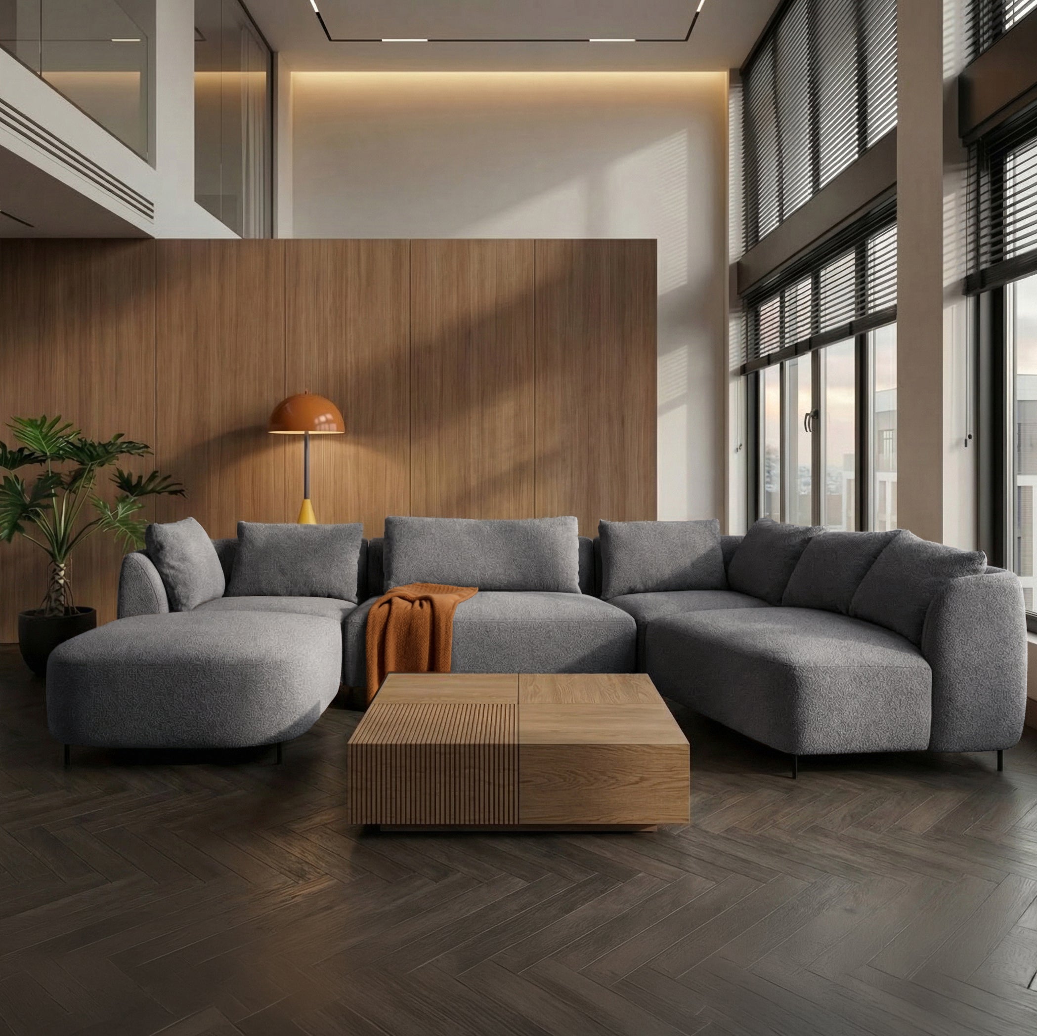 selsey-lanomi-modulares-ecksofa-u-form-rechts-grauer-boucl-320-cm image 2