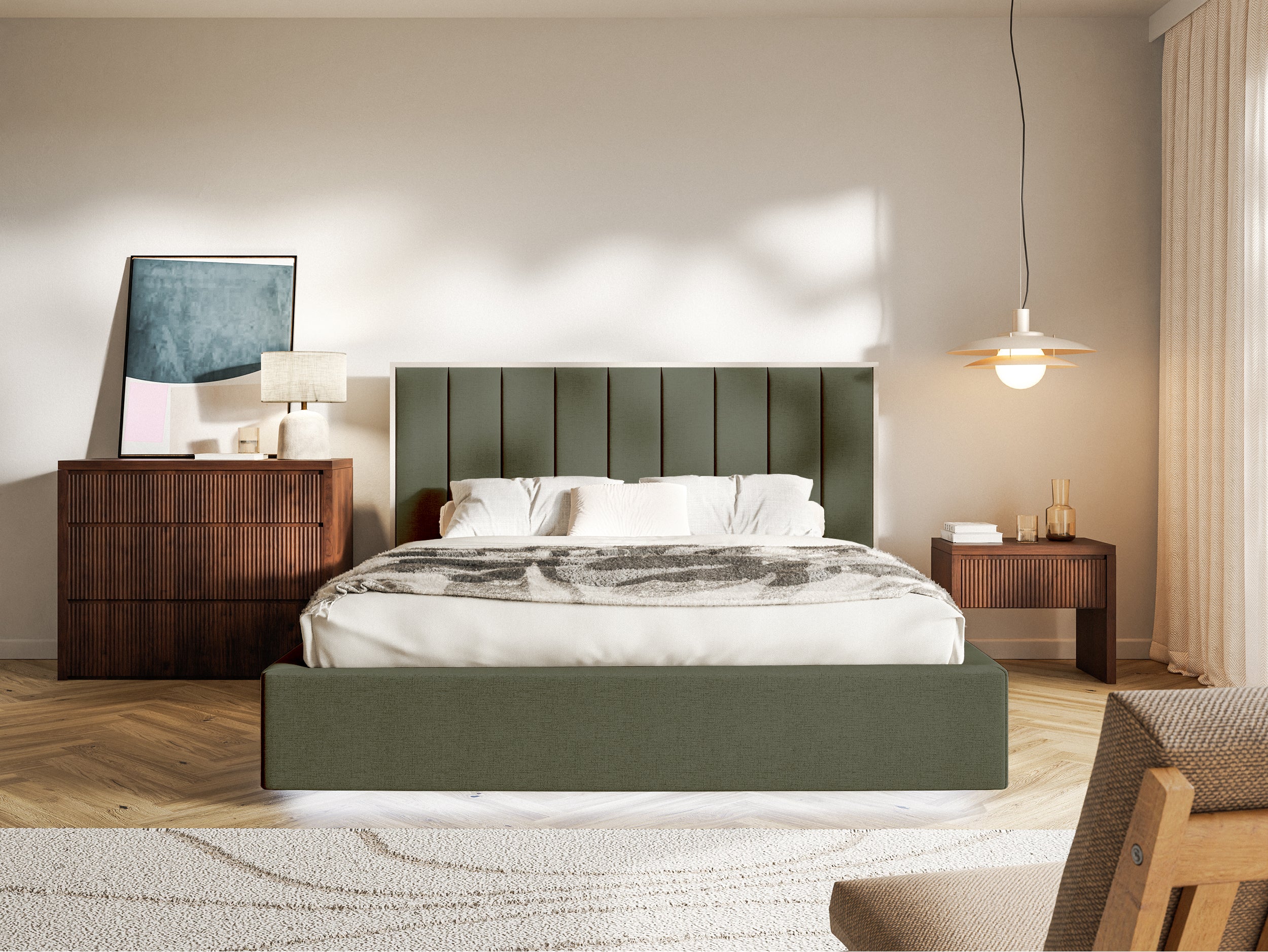 selsey-togents-polsterbett-140x200-cm-mit-stauraum-und-led-dunkelgr-ner-chenille image 3