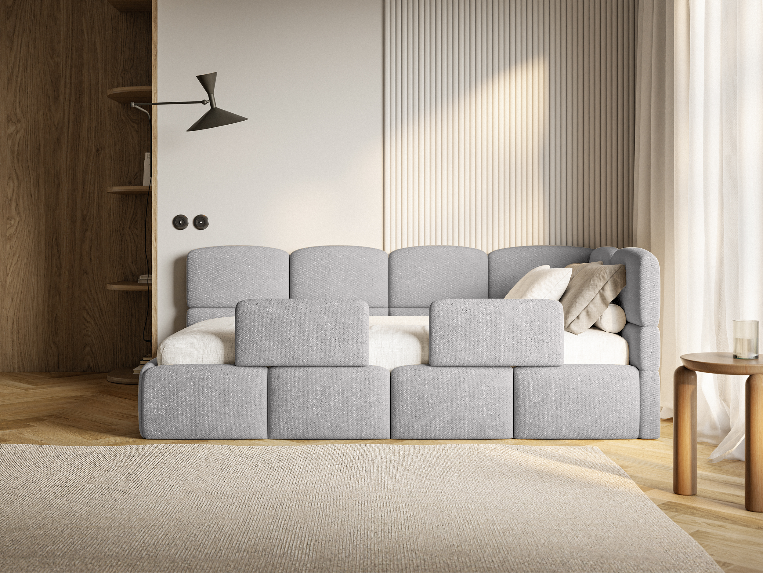 selsey-cloudy-jugendbett-90x200-cm-rechts-hellgrau-chenille-mit-bettkasten-und-m image 2