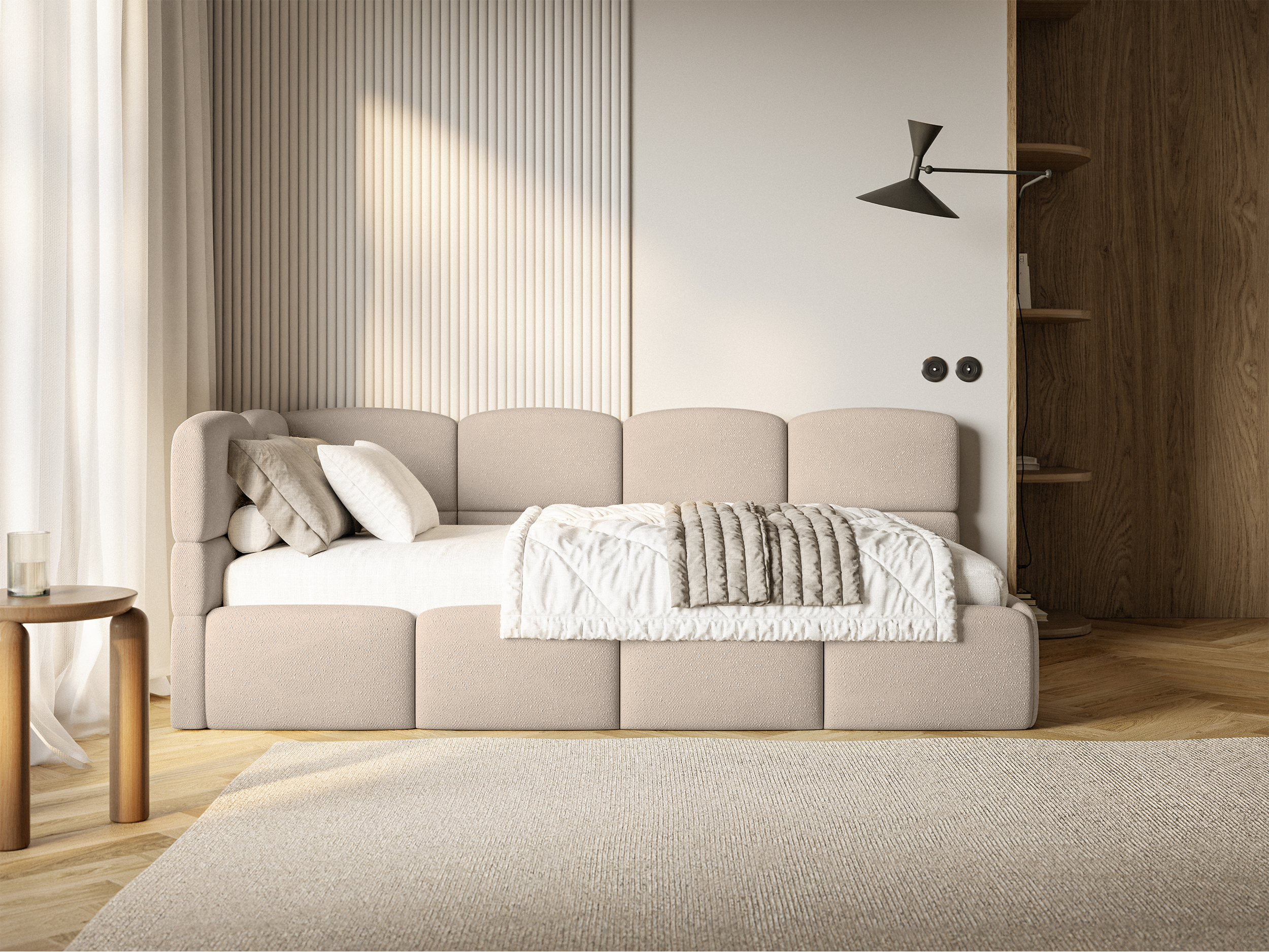 selsey-cloudy-jugendbett-90x200-cm-linksseitig-mit-stauraum-beige-chenille image 3