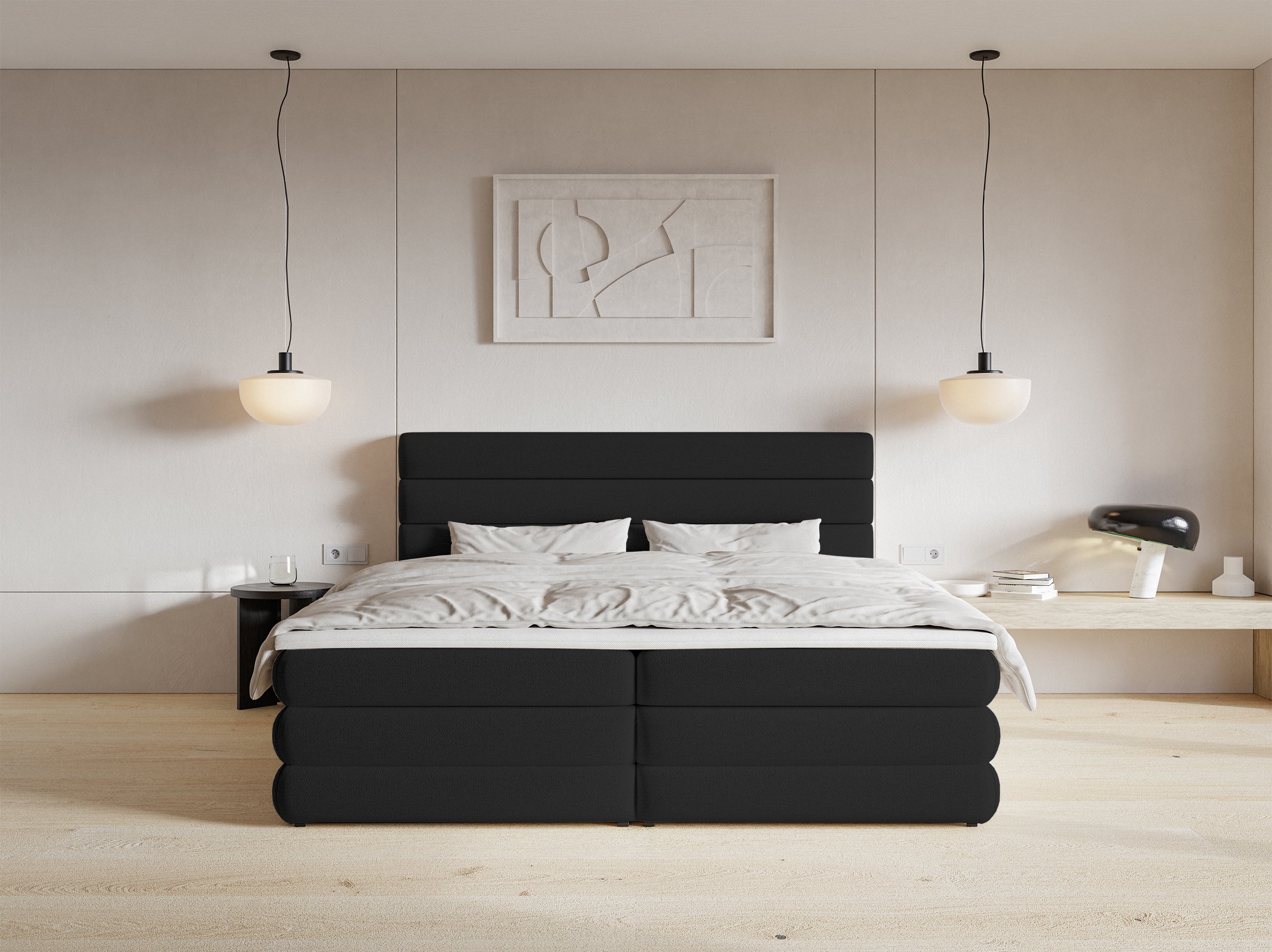 selsey-alegre-kontinentales-bett-180x200-cm-mit-topper-und-2-boxen-schwarzer-che image 3