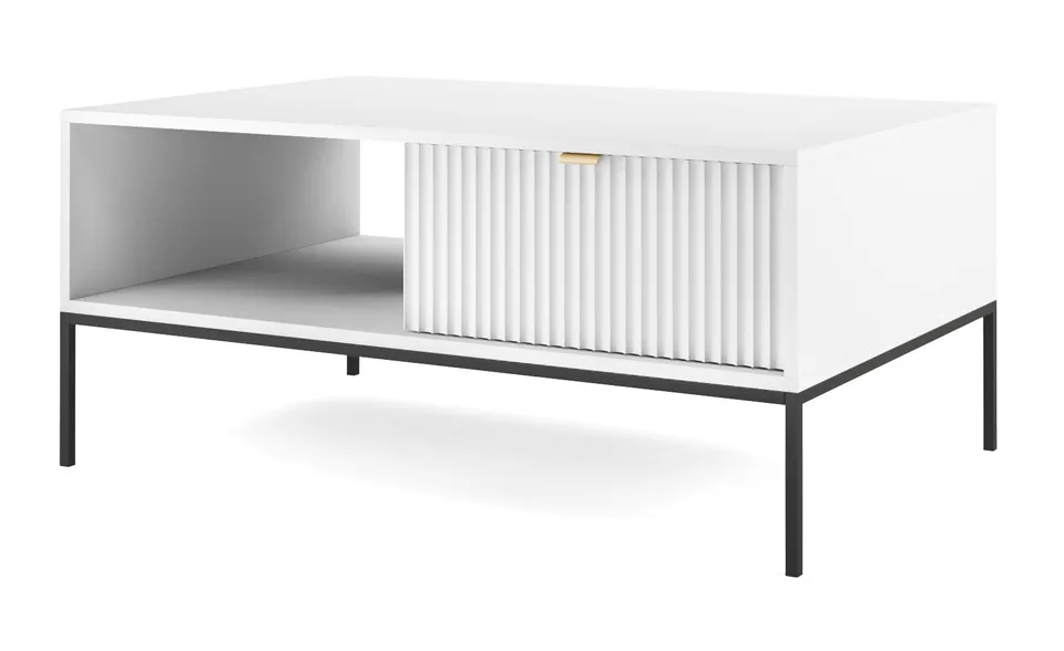 selsey-vellore-couchtisch-104x68-cm-wei-mit-geriffelter-front-und-goldenem-griff image 1