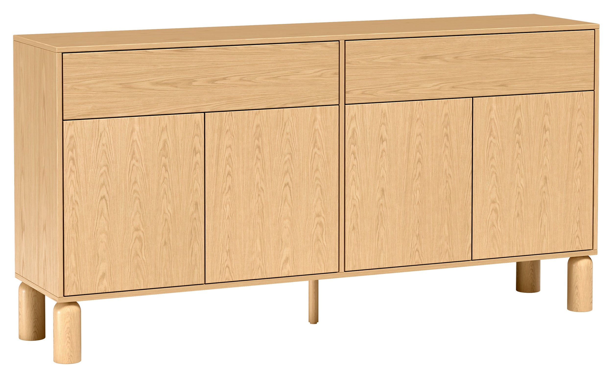 selsey-sanden-viert-rige-kommode-mit-zwei-schubladen-180-cm-eiche-bookmatch image 1