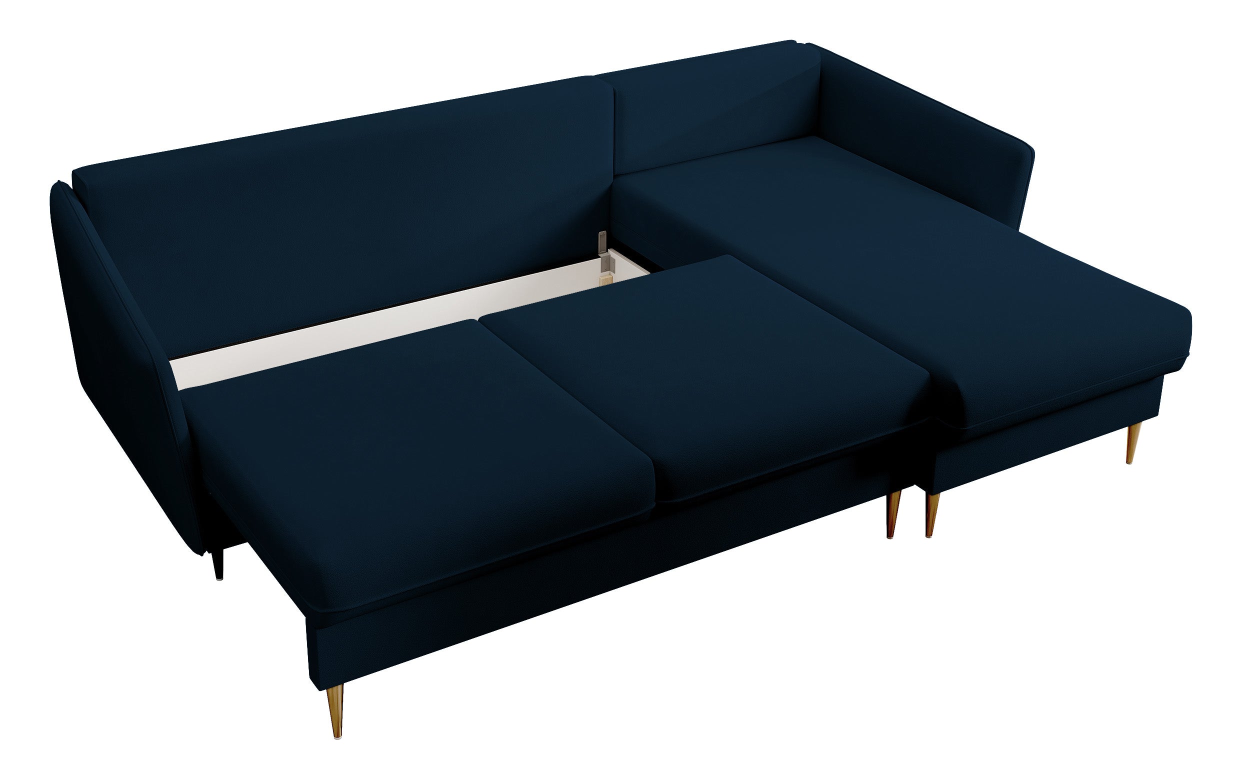 selsey-volio-ecksofa-mit-schlaffunktion-samtig-blau-wasserabweisend-mit-goldenen image 7