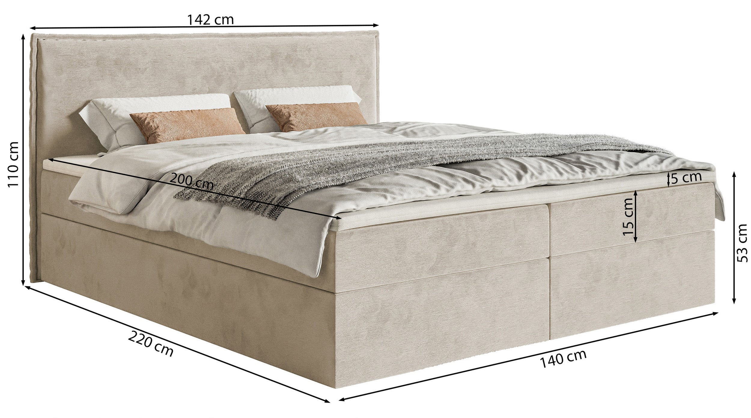 selsey-softie-kontinentalbett-140x200-cm-graubraun-velours-mit-topper image 7