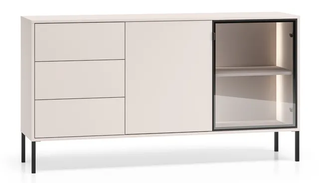 selsey-barnee-zweit-rige-kommode-160-cm-mit-schubladen-und-beleuchtung-kaschmir image 1