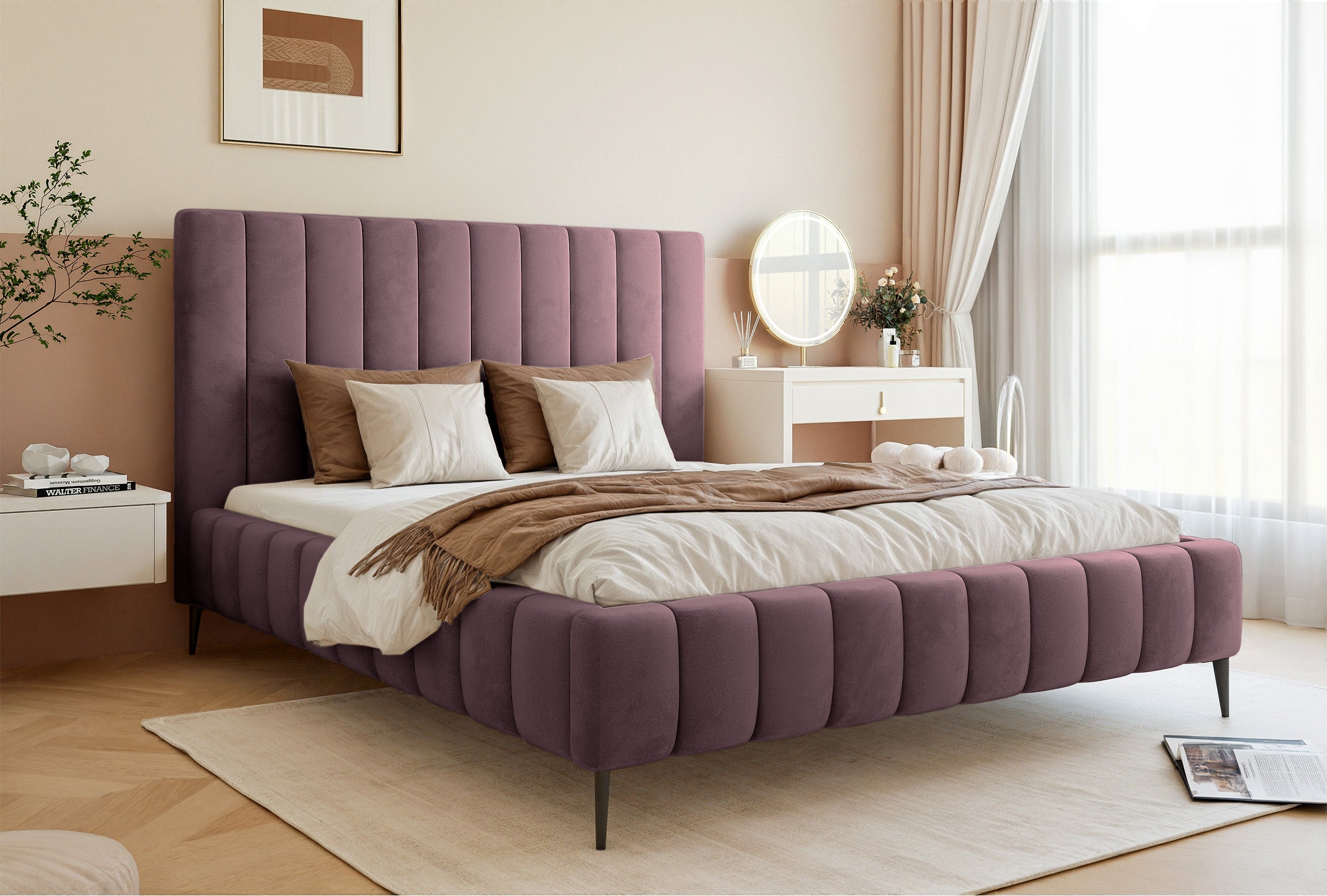 selsey-fiarro-polsterbett-180x200-cm-mit-bettkasten-violetter-samt-metallrahmen- image 2
