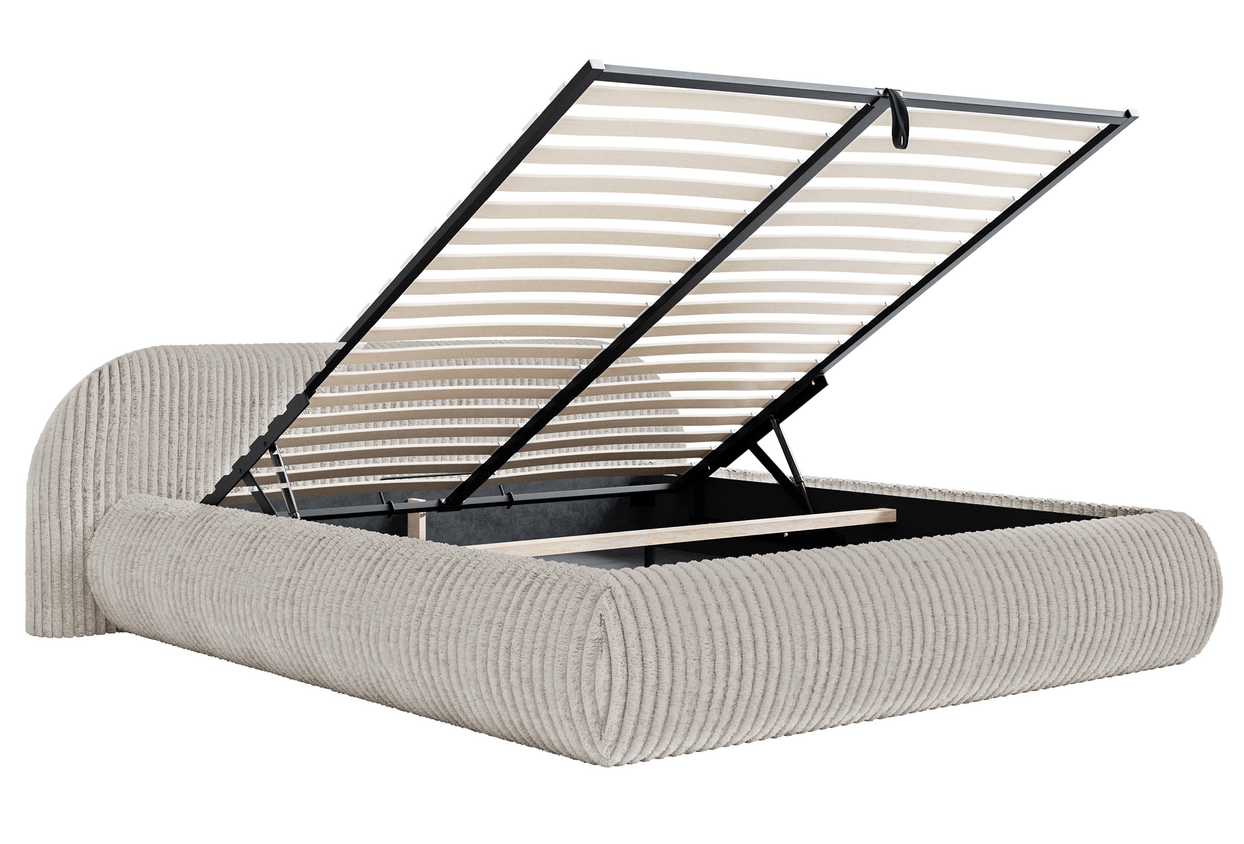 selsey-shels-low-polsterbett-160x200-cm-mit-stauraum-graubeige-cord-metallrahmen image 3