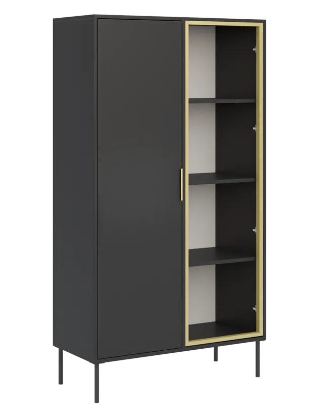 selsey-vena-zweifl-geliger-vitrinenschrank-mit-glasfront-90-cm-schwarz image 1