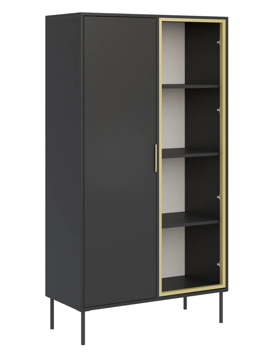 selsey-vena-zweifl-geliger-vitrinenschrank-mit-glasfront-90-cm-schwarz image 1