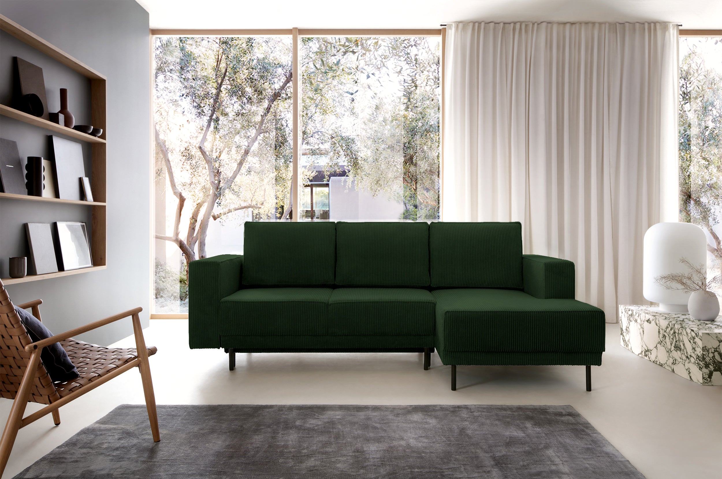 selsey-rodario-mini-ecksofa-mit-schlaffunktion-dunkelgr-ner-cord-rechts-l-form-m image 3