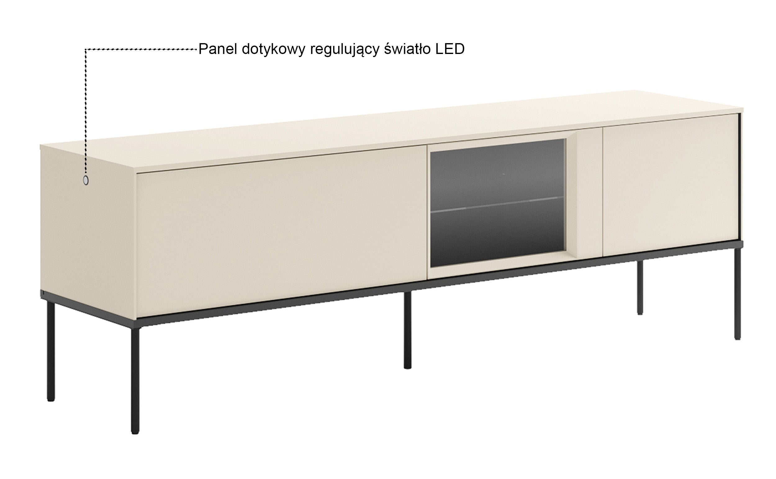 selsey-bellezo-tv-schrank-mit-led-vitrine-166-cm-cremefarben image 7