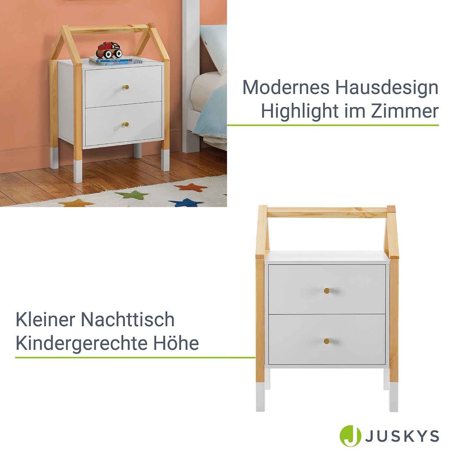 juskys-kinder-nachttisch-enny-hausdesign-2-schubladen-wei image 4