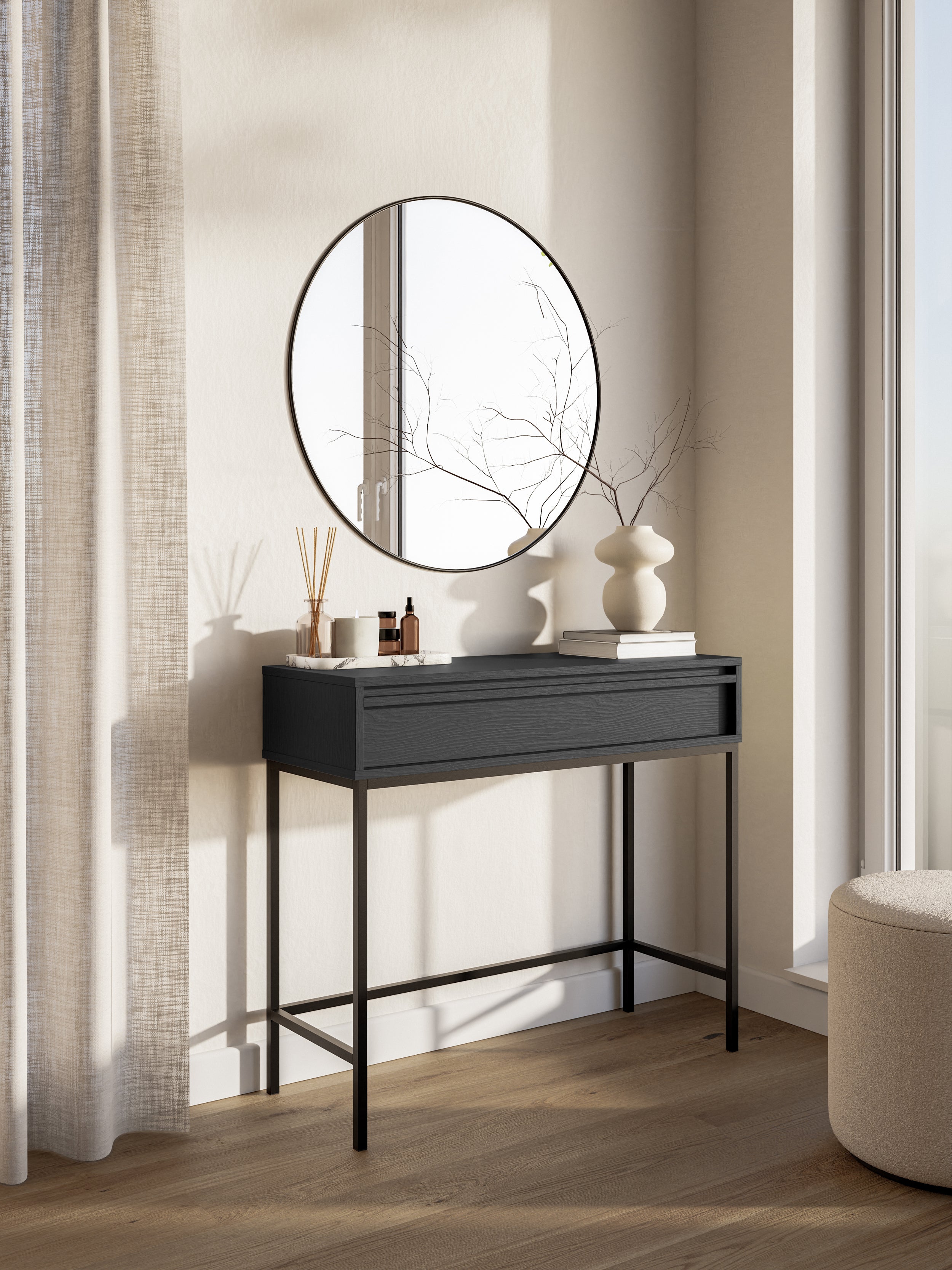 selsey-evo-konsole-90-cm-mit-schublade-und-gestell-schwarz image 5