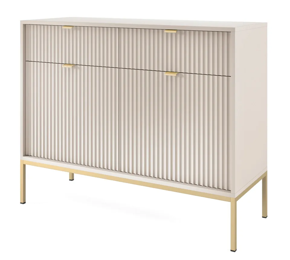 selsey-vellore-zweit-rige-kommode-104-cm-kaschmir-mit-rillenfronten-goldenes-ges image 1