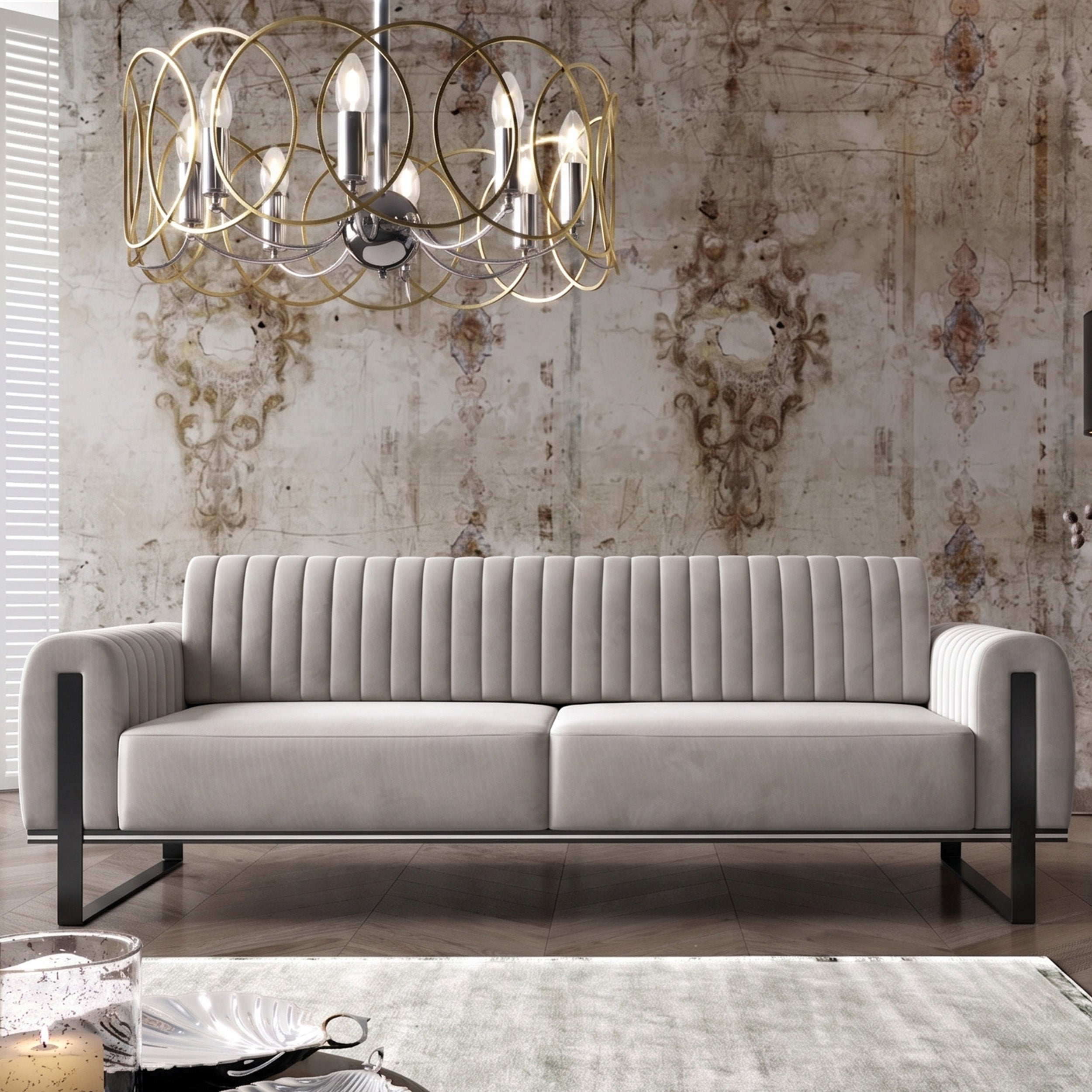 selsey-parissa-dreisitziges-sofa-hellgrauer-samt-schwarze-beine image 2