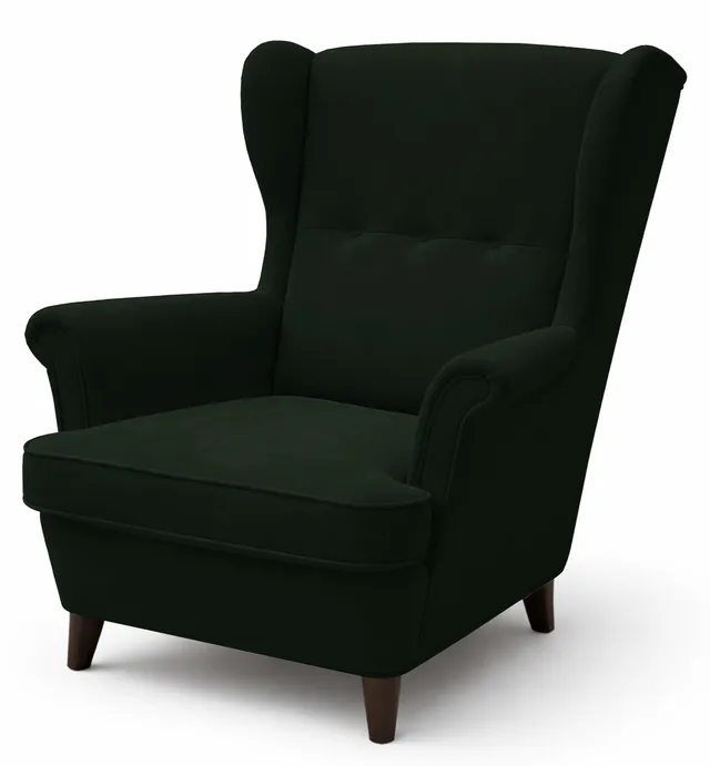 selsey-malmello-ohrensessel-flaschengr-n-samt-pflegeleicht-schwarze-beine image 1