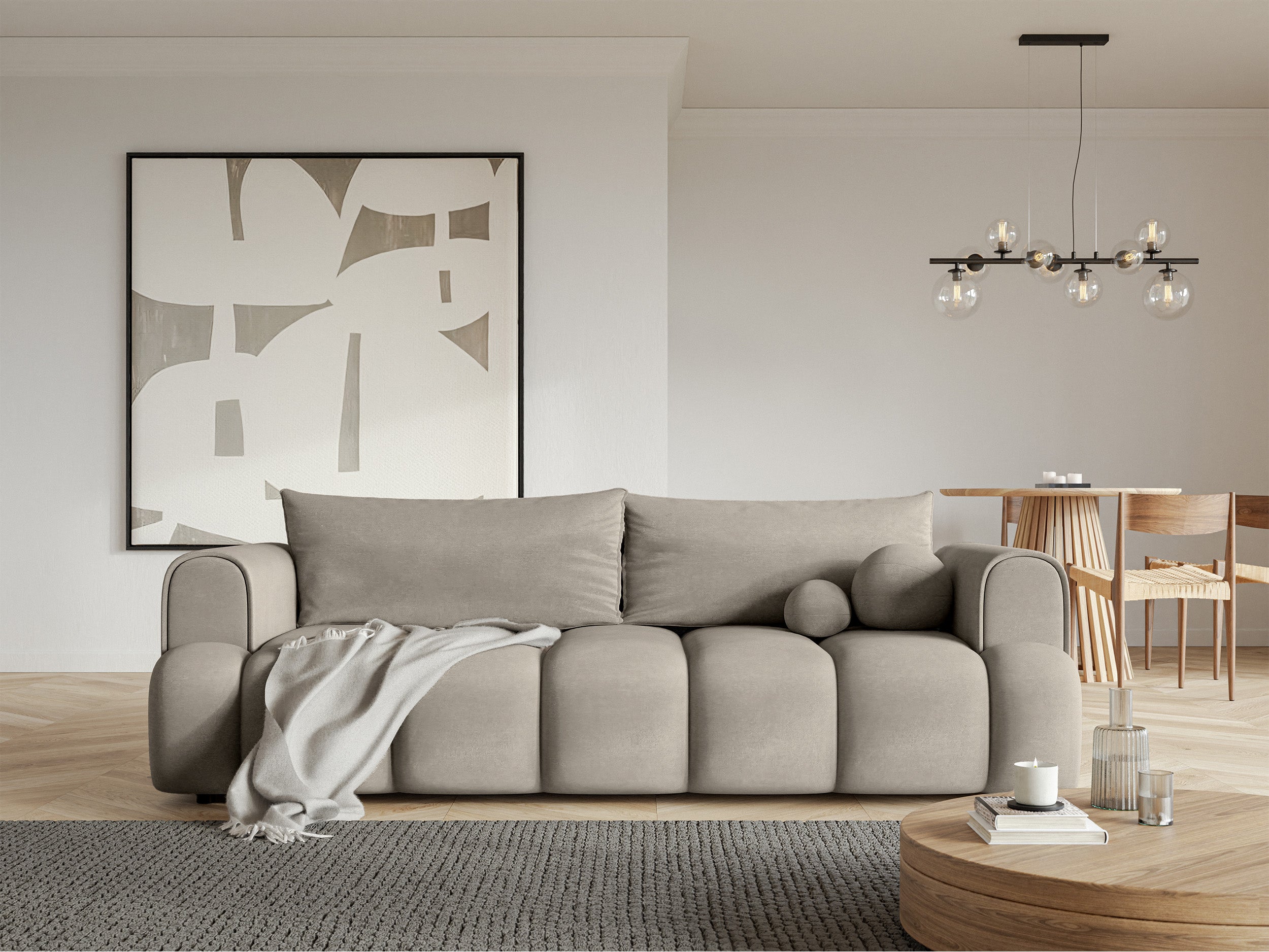 selsey-dandelino-3-sitzer-sofa-mit-schlaffunktion-grauer-hydrophober-samt image 2