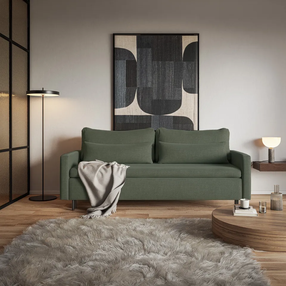 selsey-umpro-dreisitziges-schlafsofa-dunkelgr-n-chenille-easy-clean image 1