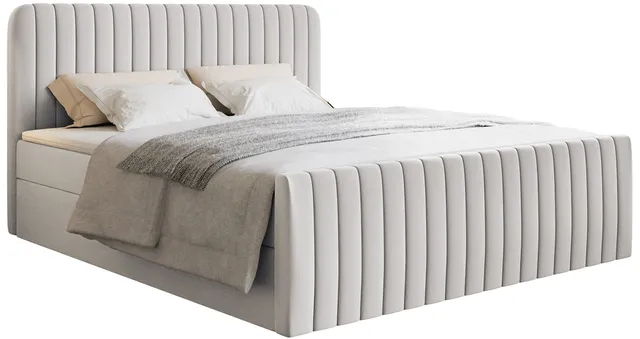 selsey-saliano-kontinentalbett-200x200-cm-hellgrau-chenille-mit-stauraum-und-top image 1
