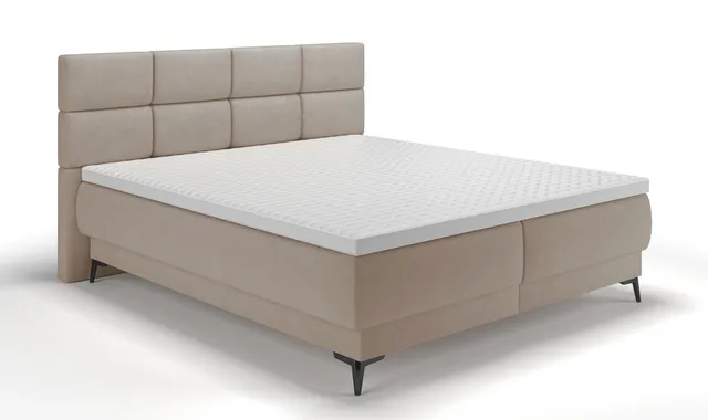 selsey-rektango-kontinentales-bett-180x200-cm-mit-stauraum-und-topper-beiger-sam image 1