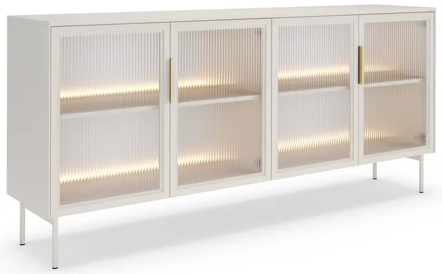 selsey-lumi-vierteilige-glaskommode-vitrine-mit-led-181-cm-kaschmir image 1