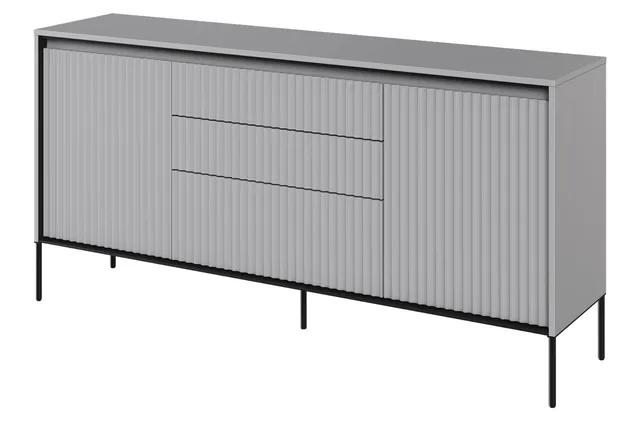 selsey-trend-kommode-166-cm-mit-zwei-t-ren-drei-schubladen-led-grau image 1