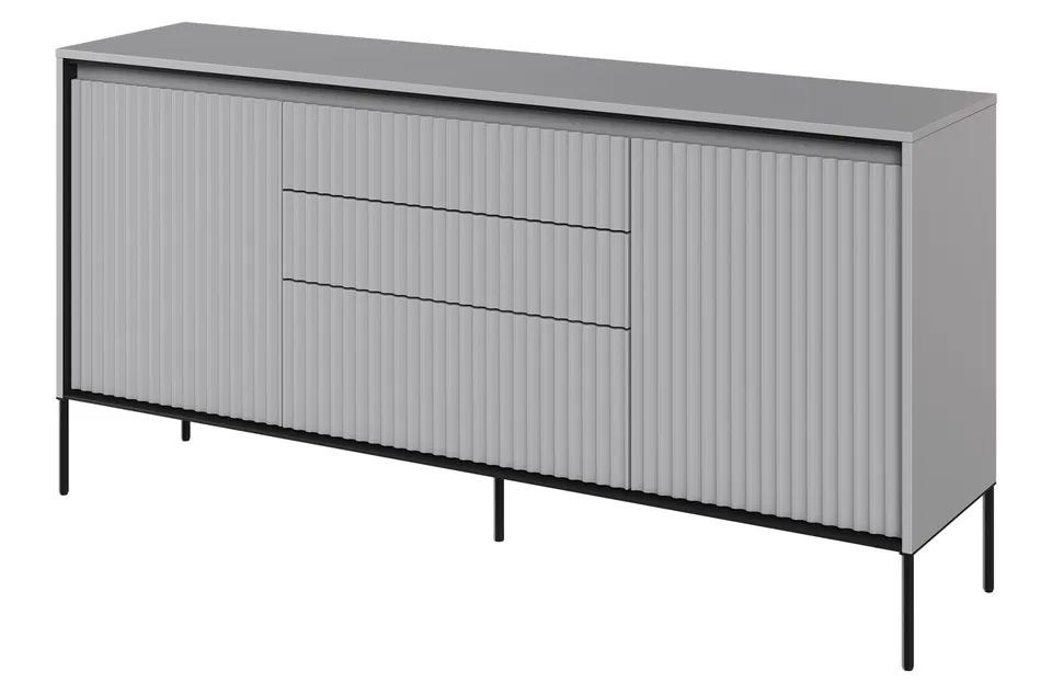 selsey-trend-kommode-166-cm-mit-zwei-t-ren-drei-schubladen-led-grau image 1