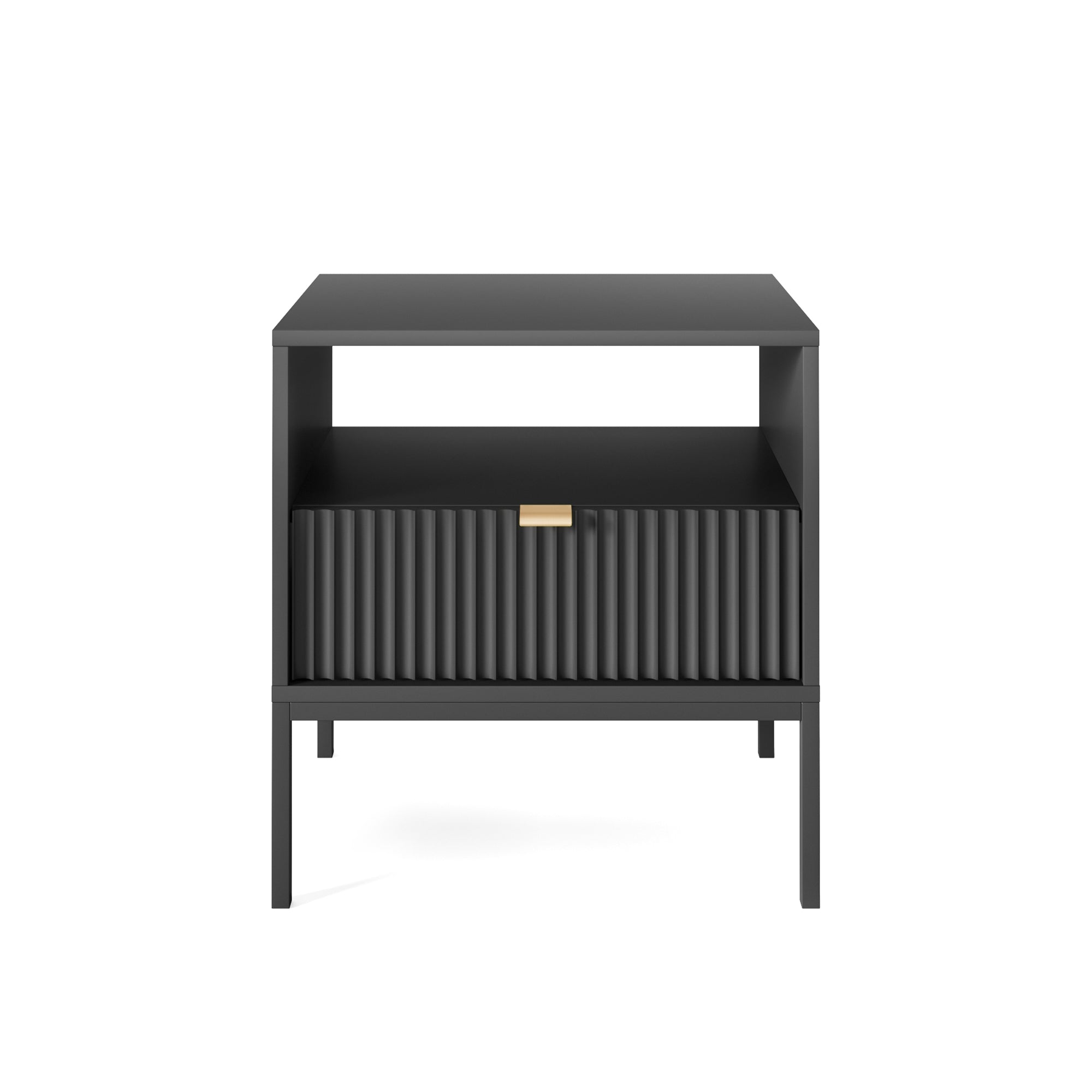 selsey-vellore-nachttisch-54-cm-schwarz-mit-geriffelter-front-und-goldenem-griff image 3