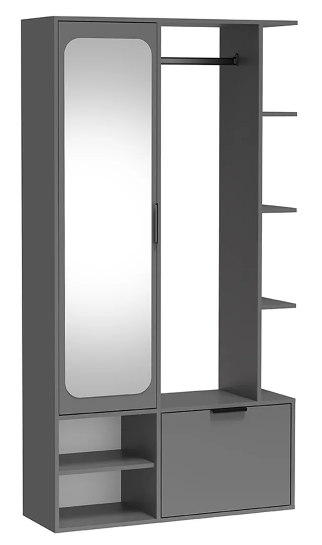 selsey-nala-flur-set-mit-spiegel-und-100-cm-kleiderstange-diamantgrau image 1