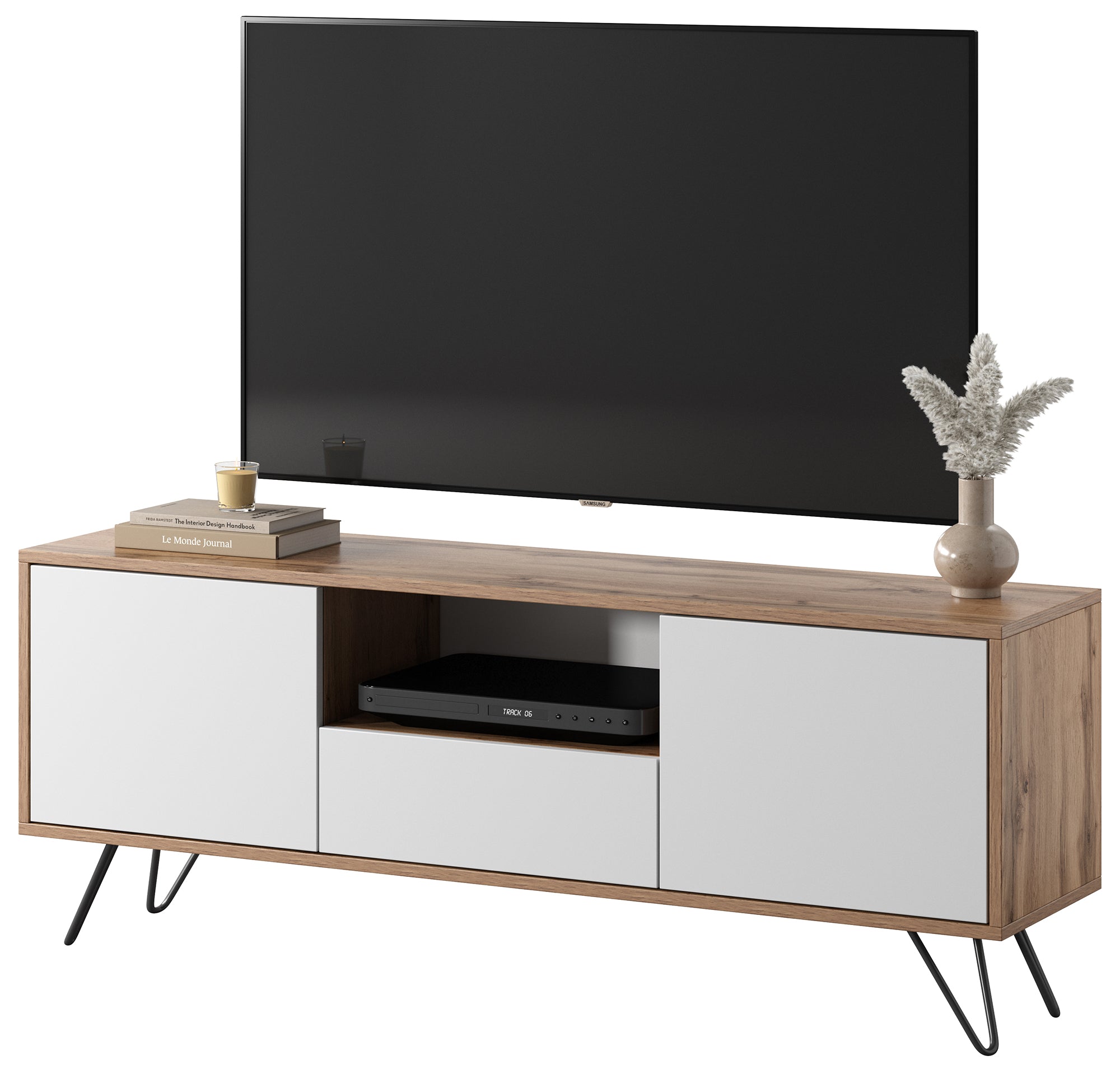 selsey-ploystea-tv-schrank-137-cm-wotan-eiche-wei-mit-beleuchtung image 3