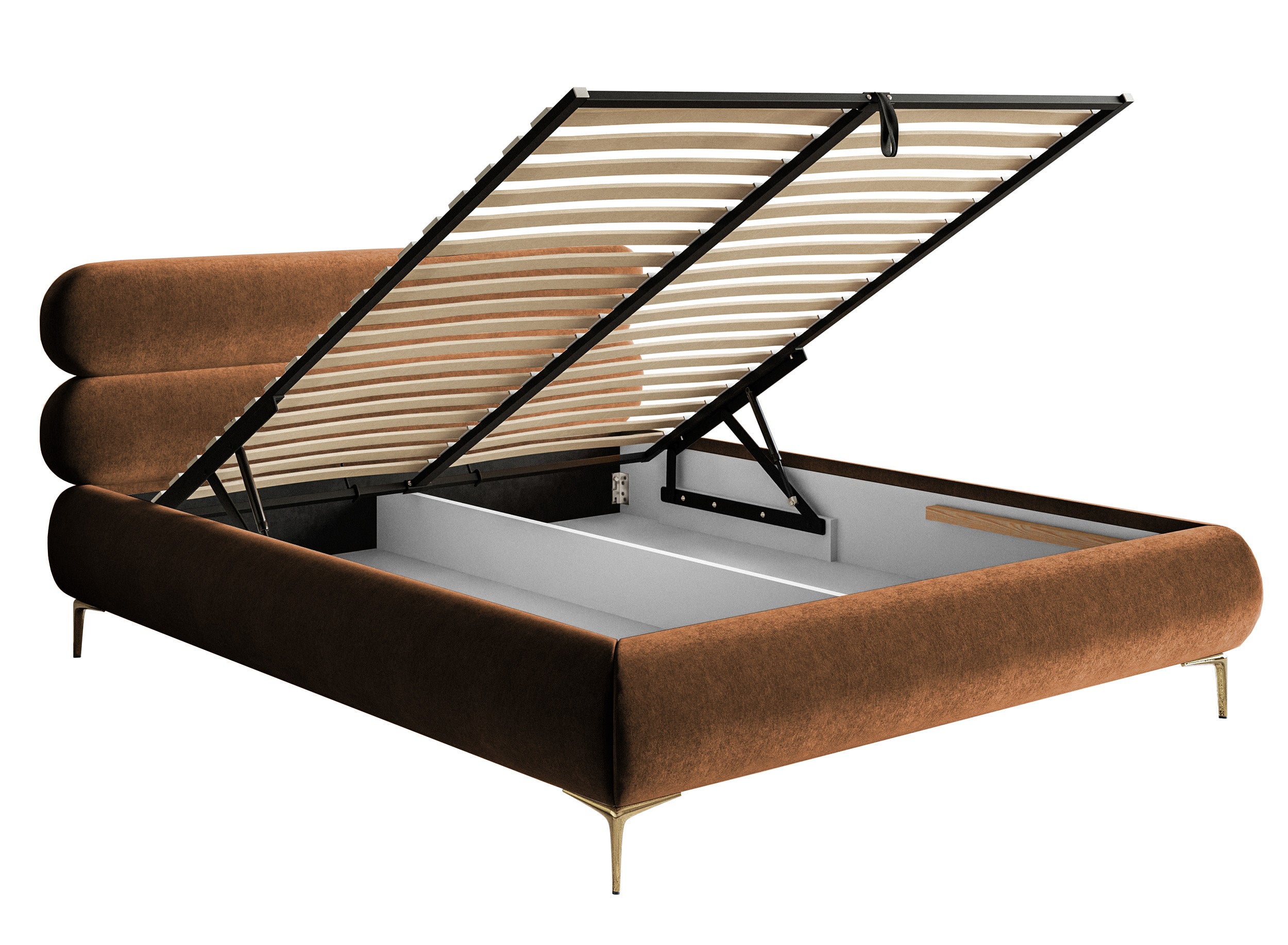 selsey-roule-polsterbett-160x200-cm-mit-stauraum-kupferfarbener-velours-goldene- image 7