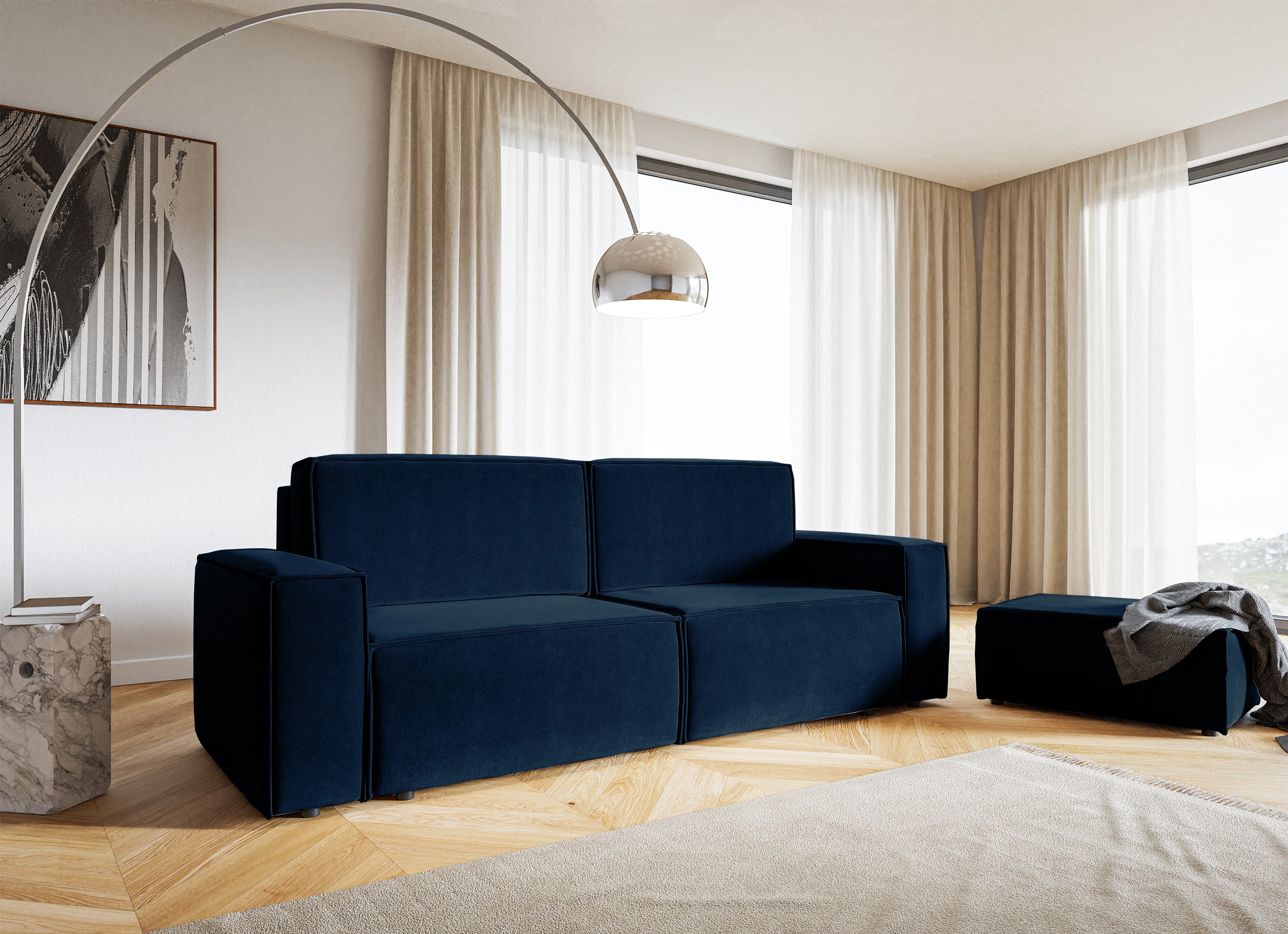 selsey-copertino-dreisitziges-schlafsofa-marineblauer-velours-wasserabweisend image 3