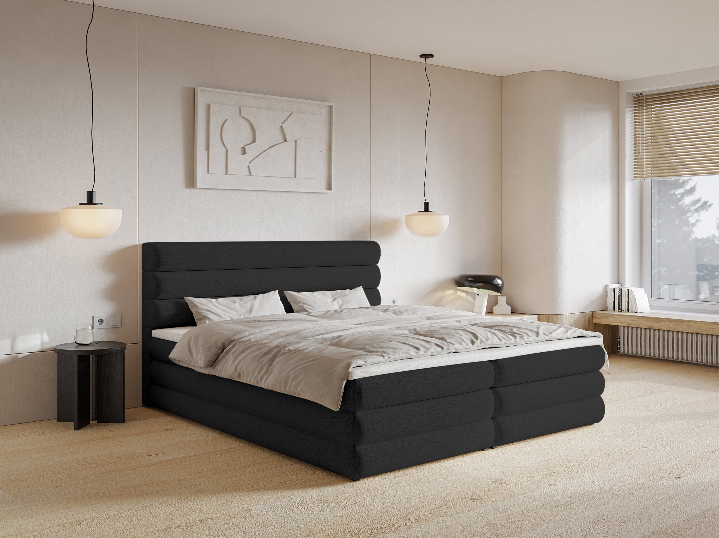selsey-alegre-kontinentales-bett-180x200-cm-mit-topper-und-2-boxen-schwarzer-che image 2