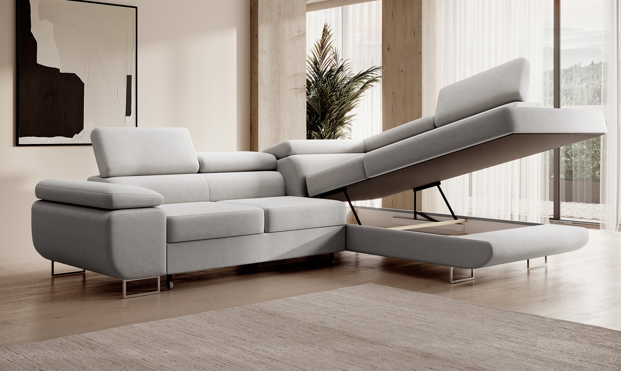 selsey-stevil-ecksofa-mit-schlaffunktion-l-form-rechts-grauer-samt image 4