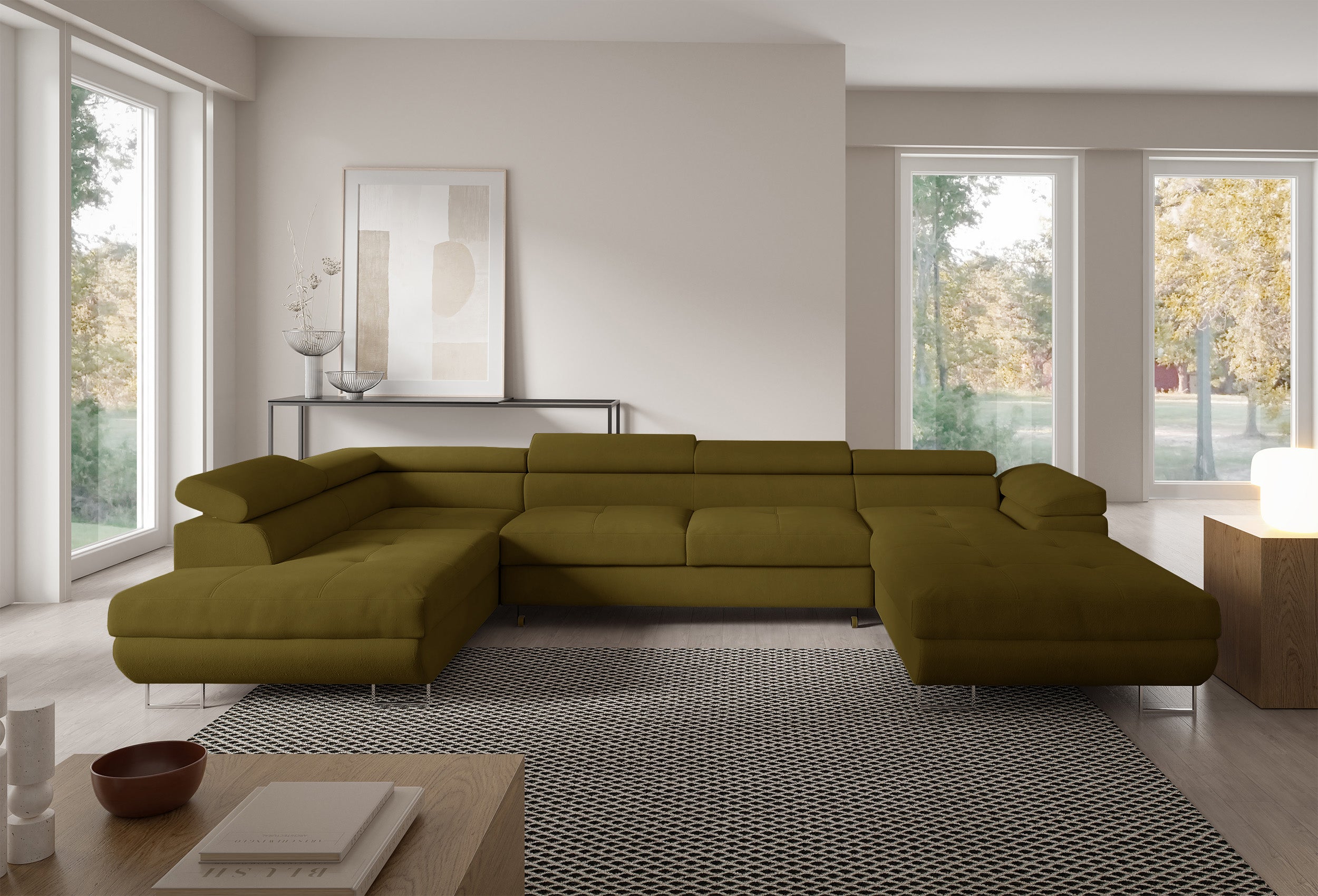 selsey-nollia-ecksofa-mit-schlaffunktion-u-form-links-oliv-boucl-verstellbare-ko image 2