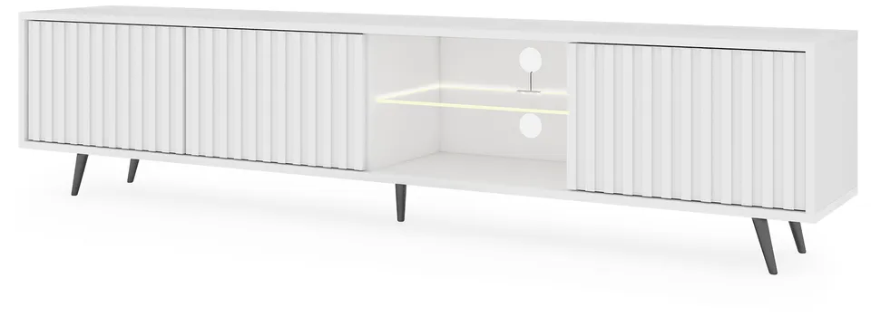 selsey-bello-tv-schrank-175-cm-wei-mit-lamellenfronten-und-led-schwarze-beine image 1