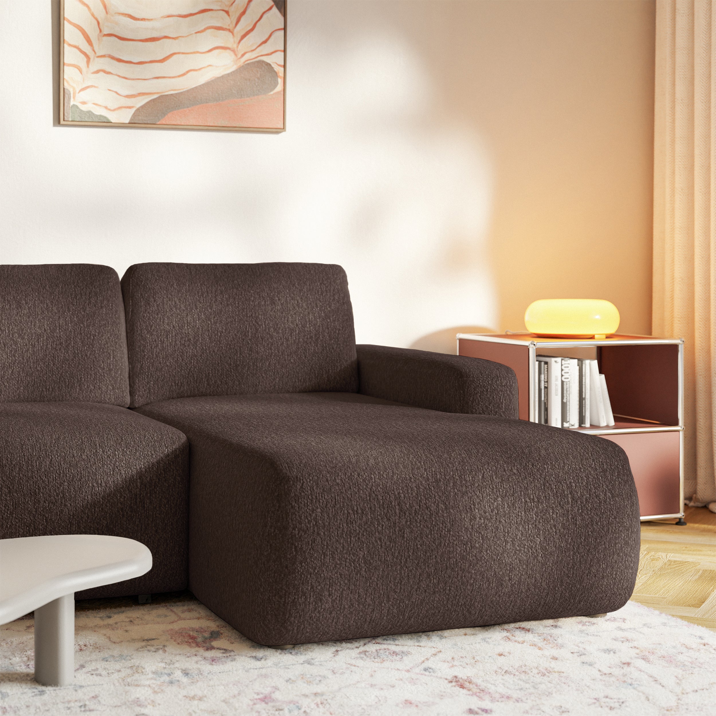 selsey-carnos-mini-ecksofa-mit-schlaffunktion-l-form-rechts-braunes-chenille image 6