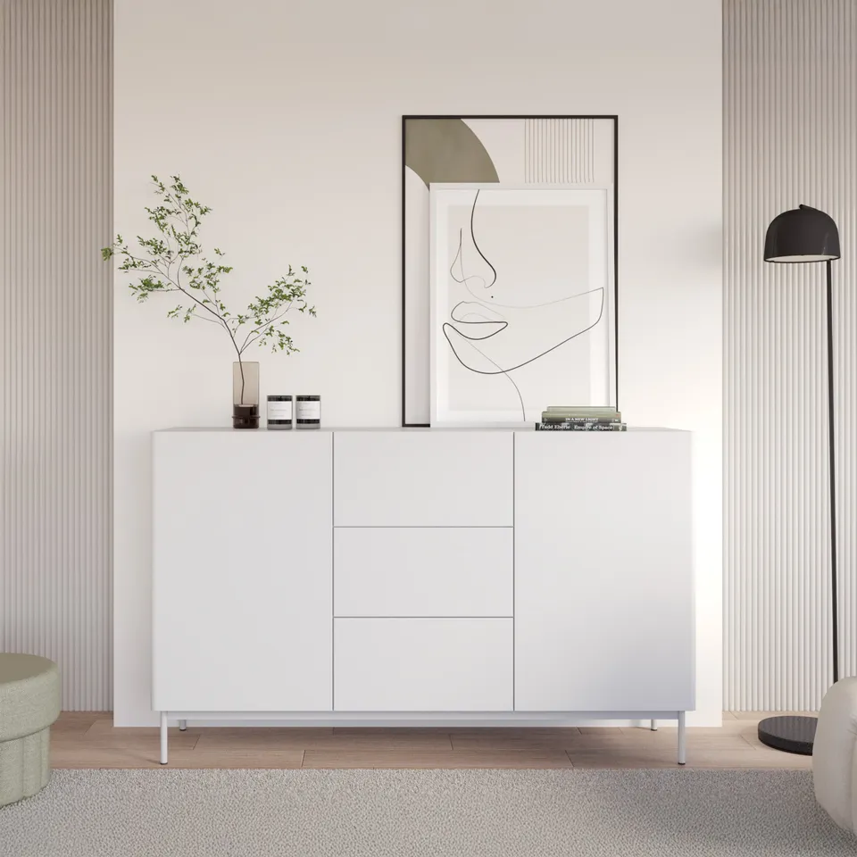 selsey-olio-zweit-rige-kommode-mit-drei-schubladen-160-cm-wei image 1