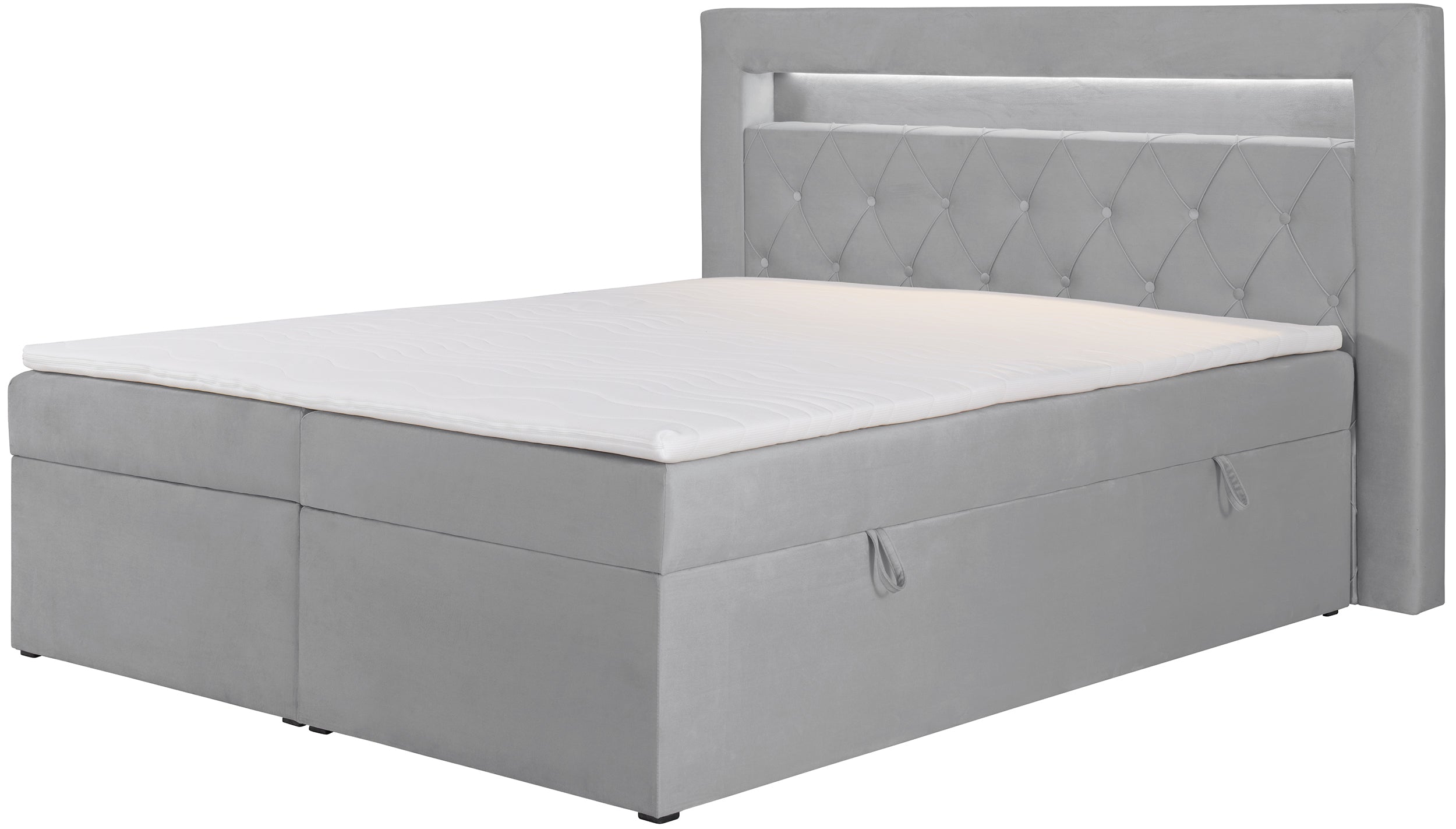 selsey-goldess-kontinentalbett-140x200-cm-grauer-samt-mit-stauraum-und-led-beleu image 1
