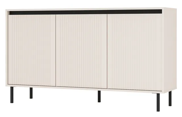 selsey-osaka-dreht-r-kommode-149-cm-sandbeige-mit-gerillten-fronten-auf-schwarze image 1