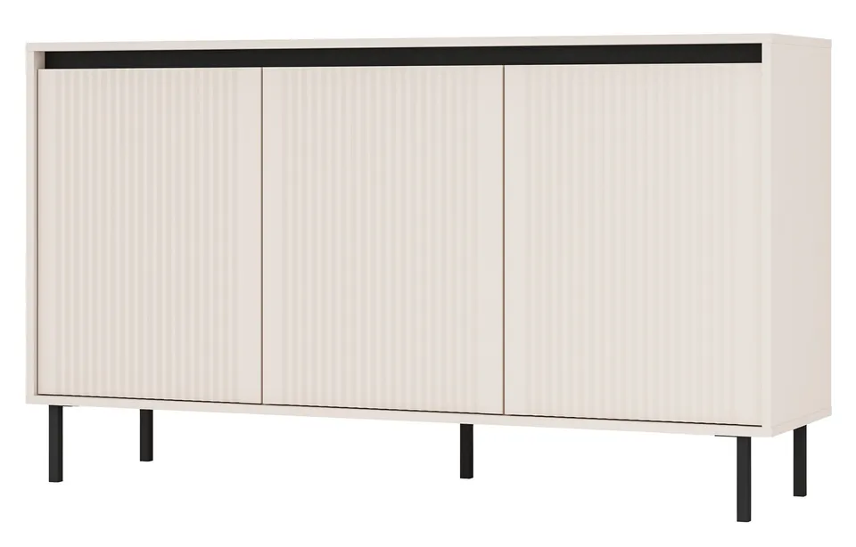 selsey-osaka-dreht-r-kommode-149-cm-sandbeige-mit-gerillten-fronten-auf-schwarze image 1