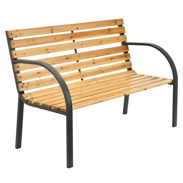 juskys-gartenbank-modena-120-cm-holz-stahl-2-sitzer image 1