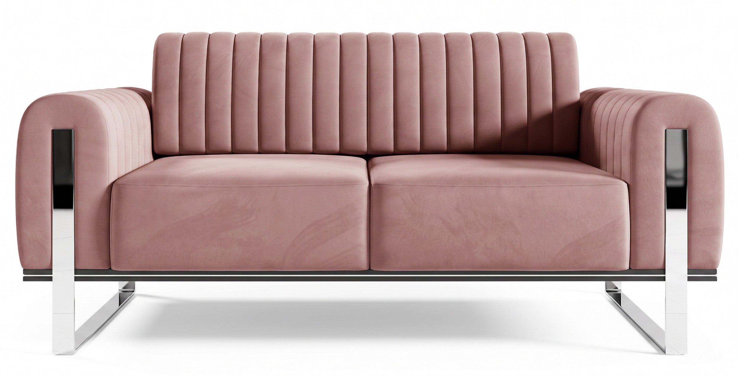 selsey-parissa-zweisitziges-sofa-rosa-velours-mit-chromf-en image 1