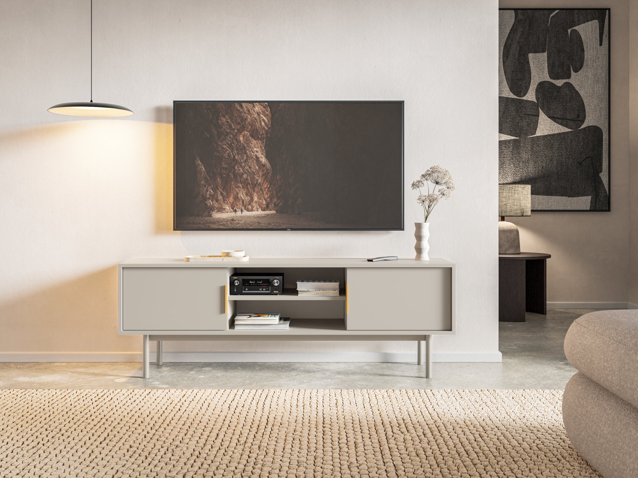 selsey-viviaro-tv-schrank-154-cm-kaschmir-mit-2-t-ren-und-nischen image 2