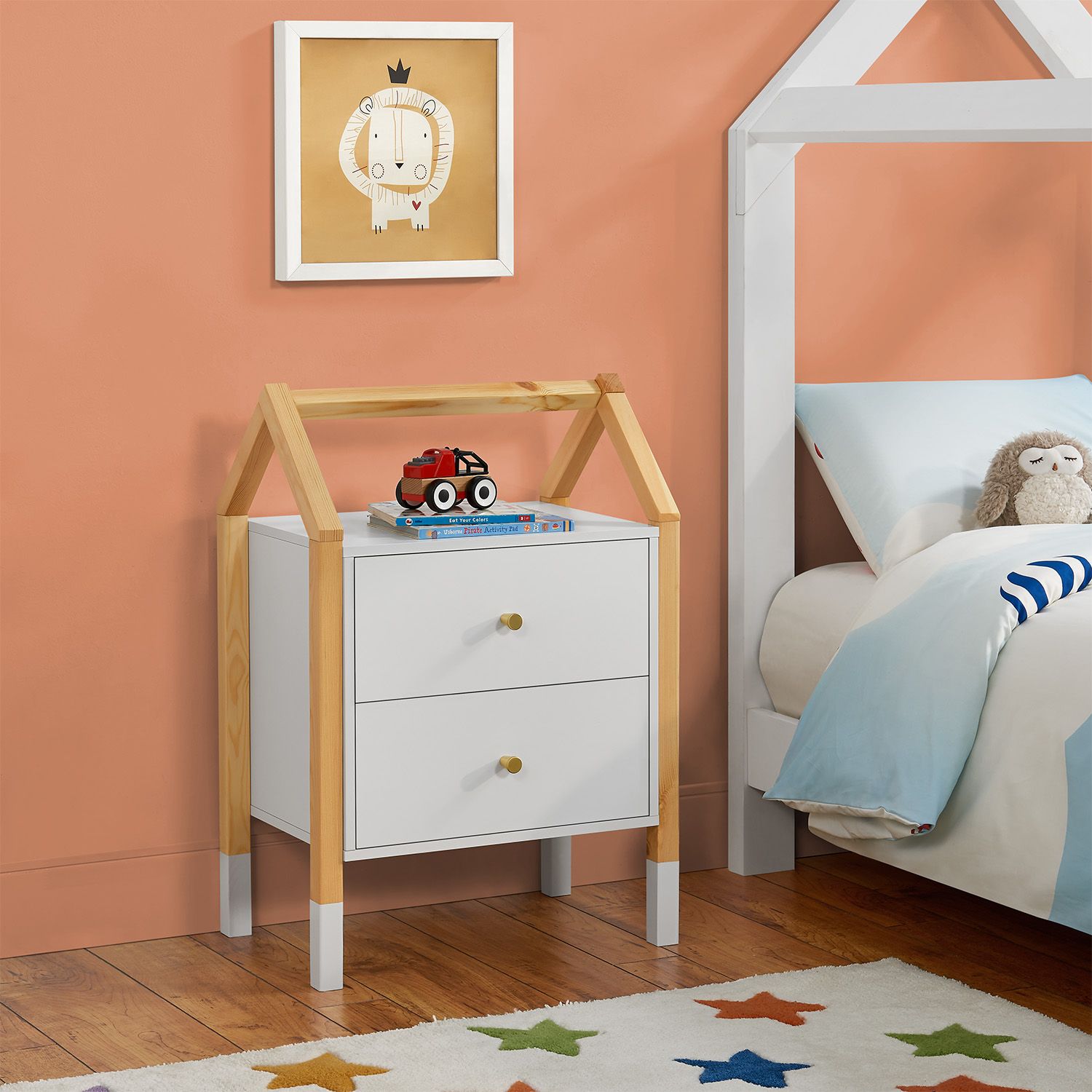 juskys-kinder-nachttisch-enny-hausdesign-2-schubladen-wei image 2